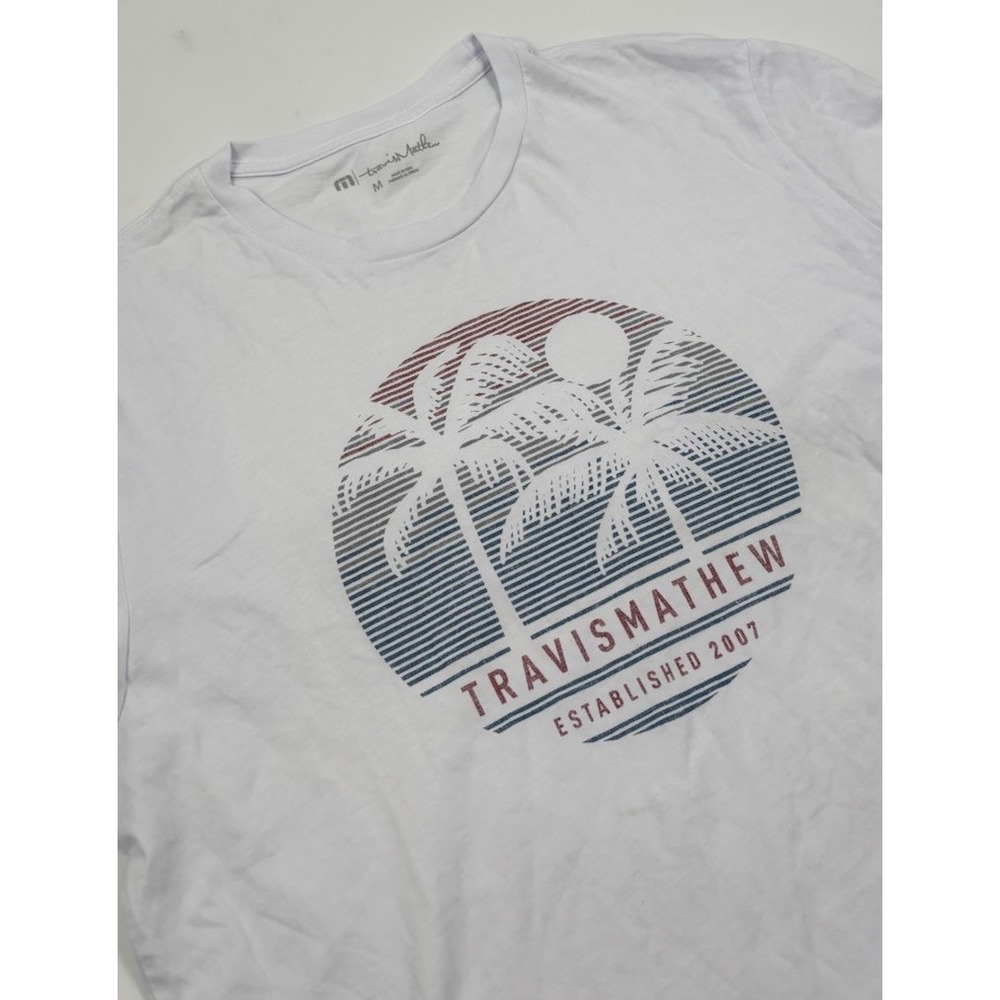 Travis Mathew Men's‎ M Cotton White Graphic Short Sleeve T-Shirt